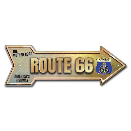 Route 66 Kansas Arrow Sign Funny Home Decor 36in Wide